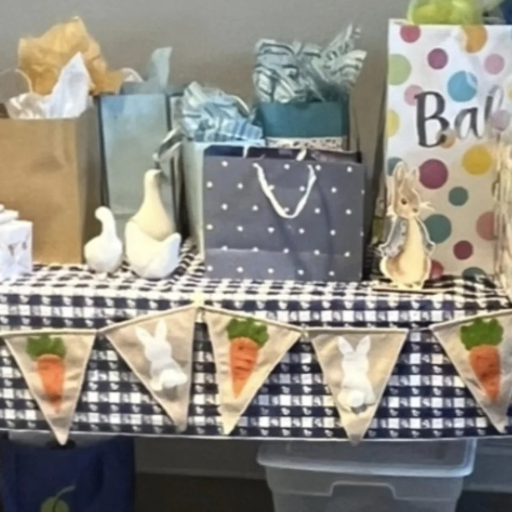 Begonia Market Rabbit Carrot Burlap Triangle Banner